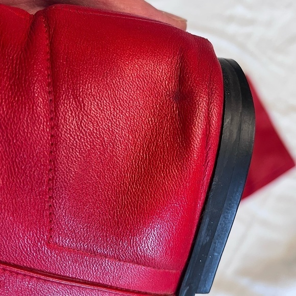 Vintage 1970's Fast Turn Cherry Red Genuine Leather Knee High Slip On Boots - Picture 7 of 9